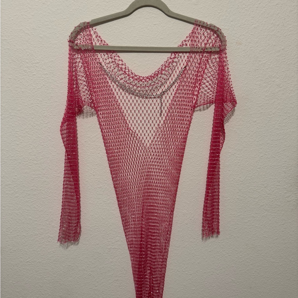 Pink Mesh Cover-Up